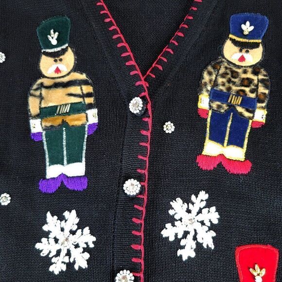 Victoria Jones Christmas Toy Soldier snowflake holiday vintage 90s sweater vest - Picture 3 of 7